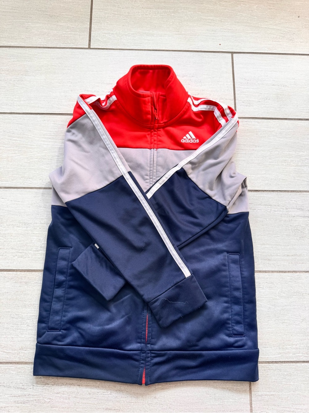 Adidas Colorblock Track Jacket - Red, Gray & Navy